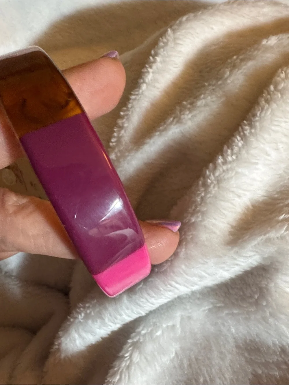 Colorblock Resin Bangle Bracelet - Pink & Amber
